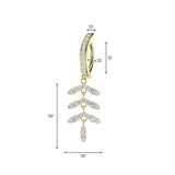 Pave CZ & Leaf Chain Hinged Clicker Belly Button Ring