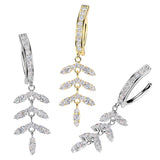 Pave CZ & Leaf Chain Hinged Clicker Belly Button Ring