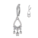 Teardrop CZ Chandelier Dangle Hinged Clicker Belly Button Ring