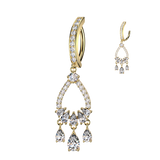 Teardrop CZ Chandelier Dangle Hinged Clicker Belly Button Ring