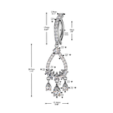 Teardrop CZ Chandelier Dangle Hinged Clicker Belly Button Ring