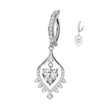 Dancing Heart CZ Dangle Hinged Clicker Belly Button Ring