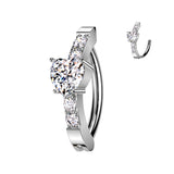 CNC CZ and Heart CZ Center Hinged Hoop Belly Button Ring