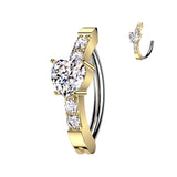 CNC CZ and Heart CZ Center Hinged Hoop Belly Button Ring