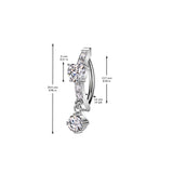 CNC CZ and Heart CZ Center Dangle Hinged Belly Button Ring