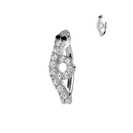 Surgical Steel Hinged Belly Button Ring With CZ Pave Snake