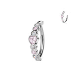 316L Hinged Belly Button Ring With Heart Lined CZ