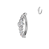 316L Hinged Belly Button Ring With Heart Lined CZ