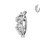 Multi CZ Flowers Hinged Comfortable Belly Button Ring