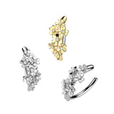 Multi CZ Flowers Hinged Comfortable Belly Button Ring