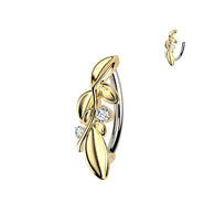 Beautiful Leafy Vine CZ Hinged Comfortable Belly Button Ring
