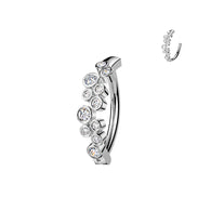 316L Hinged Belly Button Ring With Round CZ Bubbles