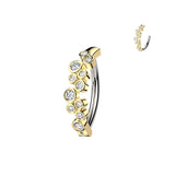 316L Hinged Belly Button Ring With Round CZ Bubbles