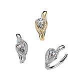 316L Hinged Belly Button Ring With Pave CZ & Large Teardrop CZ