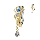 Spider & Tear Drop CZ Dangle Hinged Comfortable Belly Button Ring