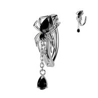 Spider & Tear Drop CZ Dangle Hinged Comfortable Belly Button Ring
