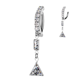 Baguette & Triangle CZ Dangle Hinged Comfortable Belly Button Ring