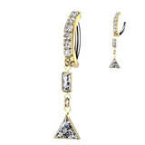 Baguette & Triangle CZ Dangle Hinged Comfortable Belly Button Ring