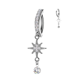 Meteorites CZ Dangle Hinged Comfortable Belly Button Ring