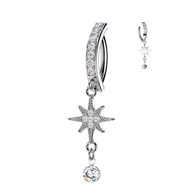 Meteorites CZ Dangle Hinged Comfortable Belly Button Ring
