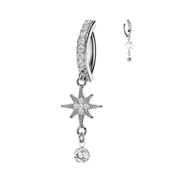 Meteorites CZ Dangle Hinged Comfortable Belly Button Ring