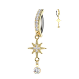 Meteorites CZ Dangle Hinged Comfortable Belly Button Ring