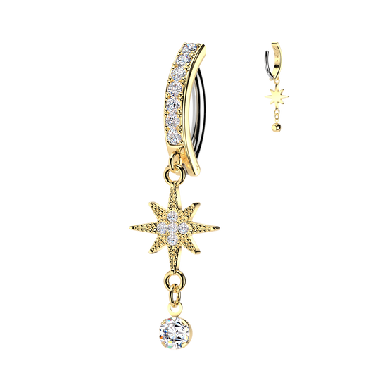 Meteorites CZ Dangle Hinged Comfortable Belly Button Ring