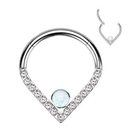 Titanium Hinged Segment Hoop Ring Chevron For Nose Septum Cartilage