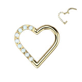 Implant Titanium Hinged Segment Hoop Ring With Opal Heart
