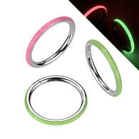 Titanium Glow In The Dark Line Hinged Ear Tragus Hoop Ring