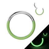 Titanium Hinged Segment Hoop Ring Front Glow in the Dark For Nose Septum Cartilage