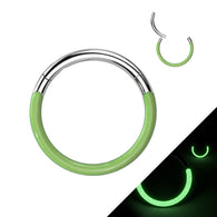 Titanium Hinged Segment Hoop Ring Front Glow in the Dark For Nose Septum Cartilage