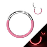 Titanium Hinged Segment Hoop Ring Front Glow in the Dark For Nose Septum Cartilage