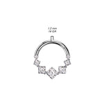 Titanium Hinged Segment Hoop Ring Square CZ For Nose Septum Cartilage