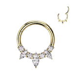 Titanium Hinged Segment Hoop Ring Marquise CZ For Nose Septum Cartilage