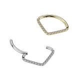 Titanium Hinged Segment Hoop Ring CZ Chevon For Nose Septum Cartilage