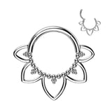 Titanium Hinged Segment Hoop Ring Heart Filigree For Nose Septum Cartilage