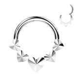 Titanium Hinged Segment Hoop Ring Front 3 D Hearts For Nose Septum Cartilage