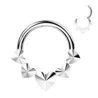 Titanium Hinged Segment Hoop Ring Hearts For Nose Septum Cartilage