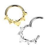 Titanium Hinged Segment Hoop Ring With Facing 3D Hearts  Ear Cartilage