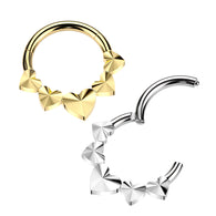 Titanium Hinged Segment Hoop Ring With Facing 3D Hearts  Ear Cartilage