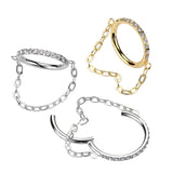 Implant Titanium Pave CZ & Chain Hinged Segment Hoop Ring Ear Cartilage