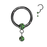 Titanium Hinged Segment Hoop Ring CZ Dangle For Nose Septum Cartilage