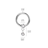 Titanium Hinged Segment Hoop Ring CZ Dangle For Nose Septum Cartilage