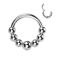 Titanium Hinged Segment Hoop Ring Beaded Balls For Nose Septum Cartilage