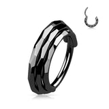 Titanium Hinged Segment Hoop Ring Faceted Sides For Nose Septum Cartilage