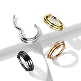 Titanium Hinged Segment Hoop Ring Faceted Sides For Nose Septum Cartilage