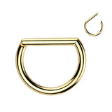 Titanium D Shaped Hinged Septum Ring, Lip, Nostril, Cartilage 16G