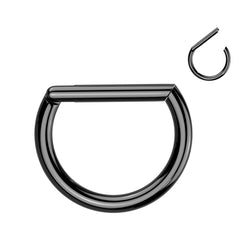Titanium D Shaped Hinged Septum Ring, Lip, Nostril, Cartilage 16G