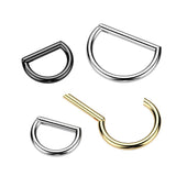Titanium D Shaped Hinged Septum Ring, Lip, Nostril, Cartilage 16G